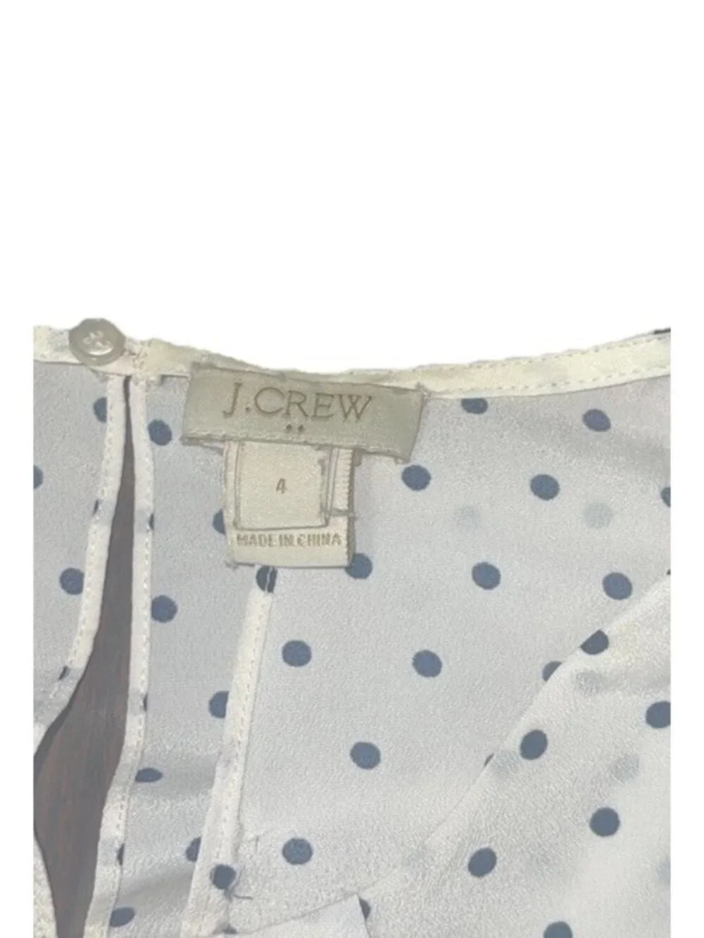 J CREW Women's Size 4 Tiered Polka Dot Blouse with Keyhole Back Black and White